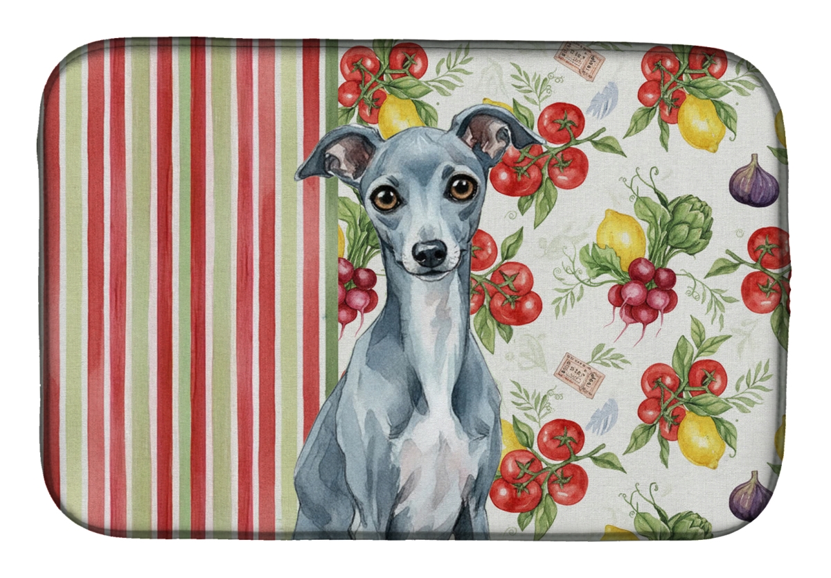 Picture of Carolines Treasures WDK8278DDM 21 x 14 in. Blue Italian Greyhound Vegetables Dish Drying Mat