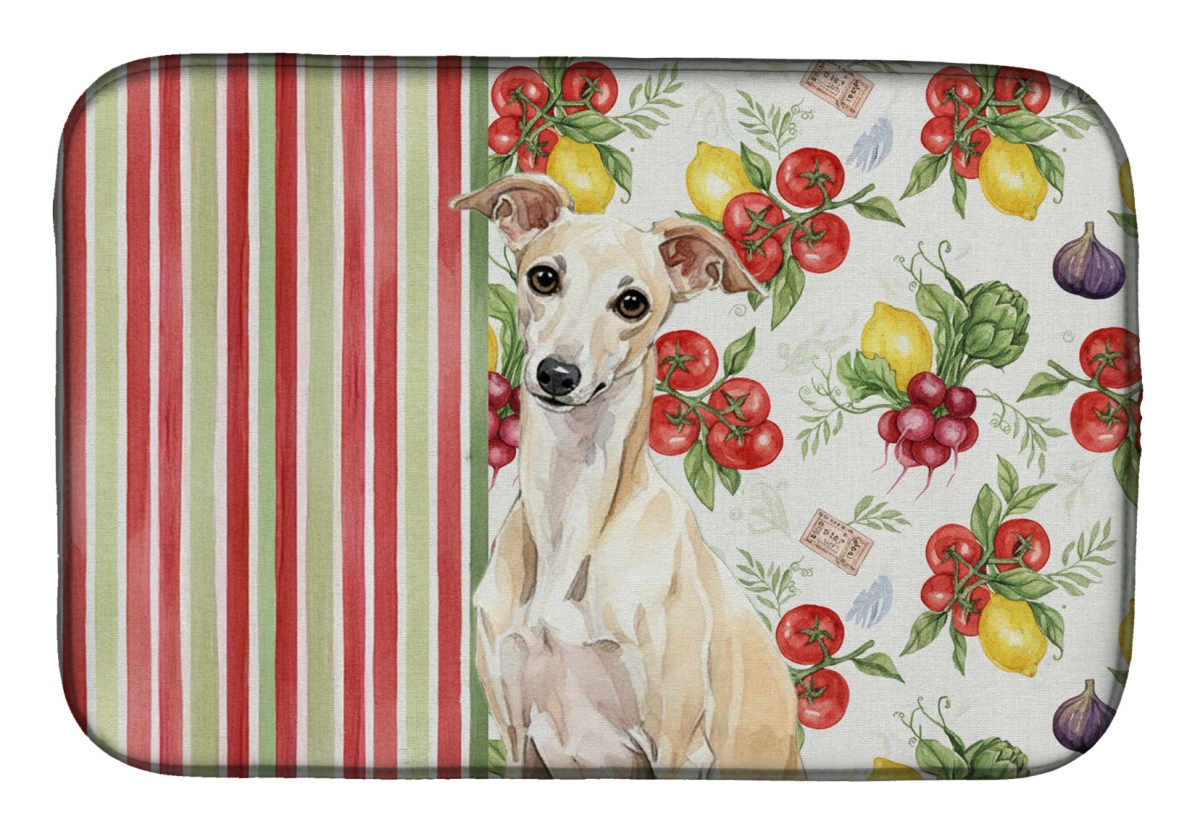Picture of Carolines Treasures WDK8279DDM 21 x 14 in. Cream Italian Greyhound Vegetables Dish Drying Mat