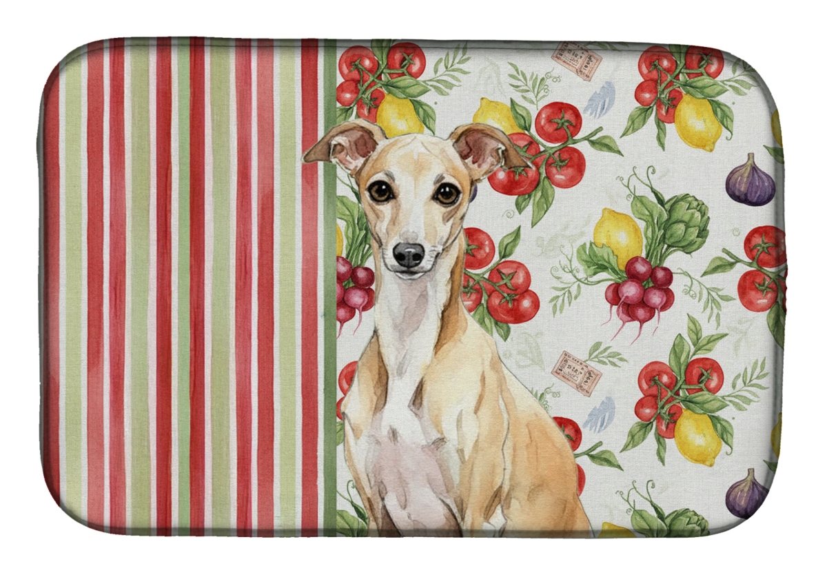 Picture of Carolines Treasures WDK8280DDM 21 x 14 in. Fawn Italian Greyhound Vegetables Dish Drying Mat
