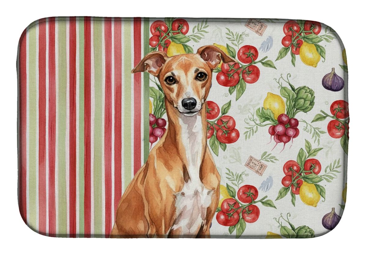 Picture of Carolines Treasures WDK8281DDM 21 x 14 in. Red Italian Greyhound Vegetables Dish Drying Mat