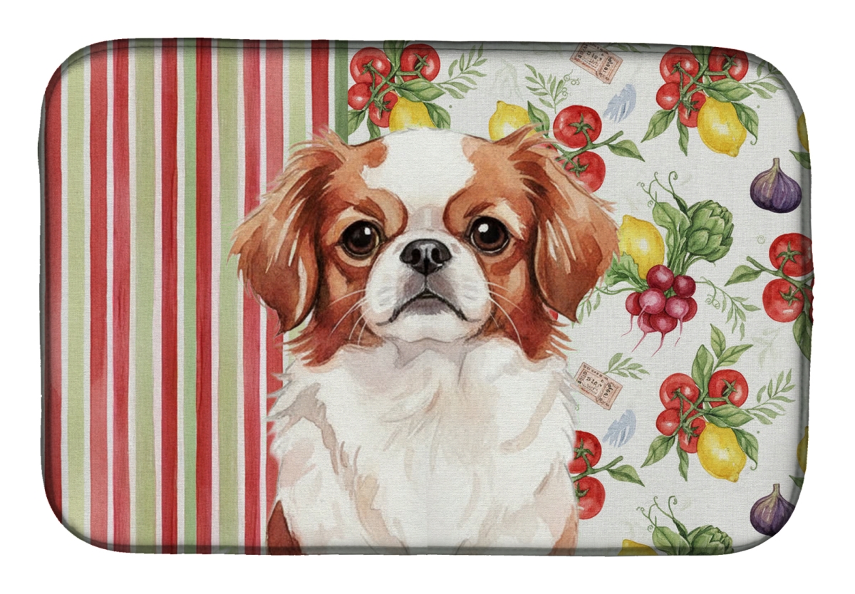 Picture of Carolines Treasures WDK8286DDM 21 x 14 in. Red & White Japanese Chin Vegetables Dish Drying Mat