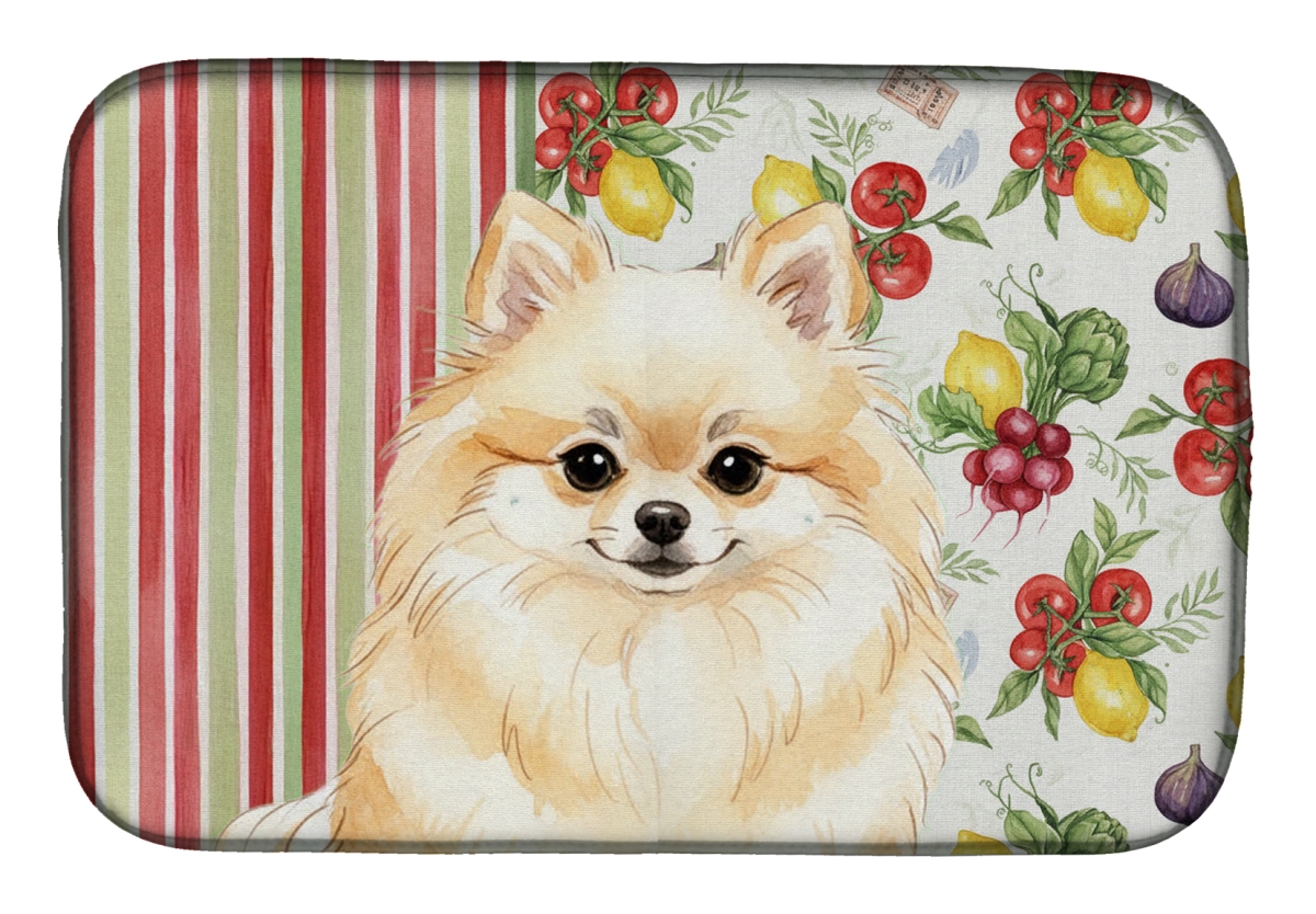 Picture of Carolines Treasures WDK8362DDM 21 x 14 in. Cream Pomeranian Vegetables Dish Drying Mat