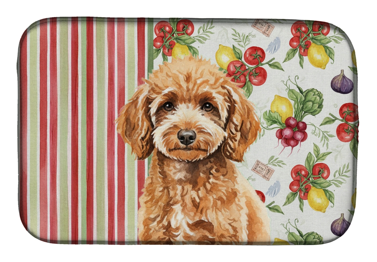 Picture of Carolines Treasures WDK8363DDM 21 x 14 in. Miniature Apricot Poodle Vegetables Dish Drying Mat