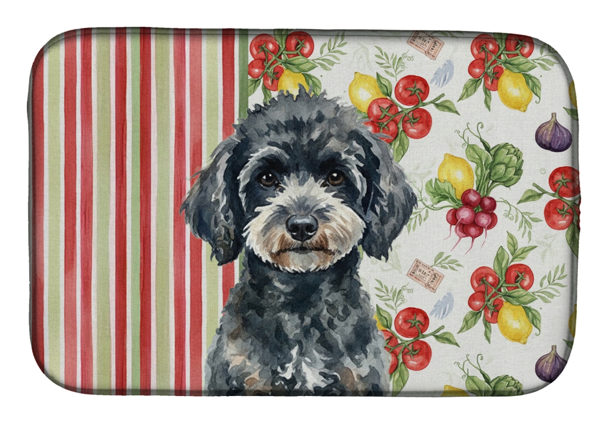 Picture of Carolines Treasures WDK8364DDM 21 x 14 in. Miniature Black Poodle Vegetables Dish Drying Mat