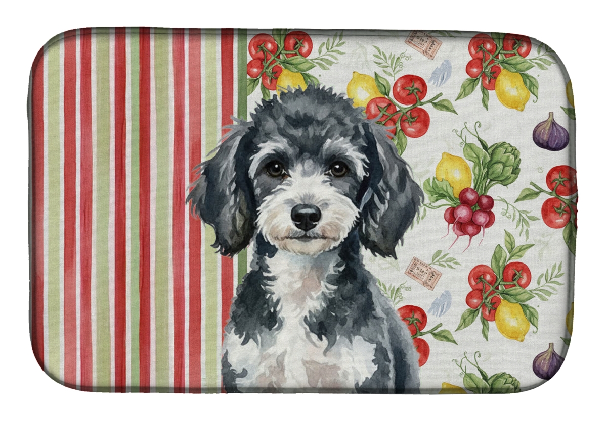 Picture of Carolines Treasures WDK8365DDM 21 x 14 in. Miniature Parti Poodle Vegetables Dish Drying Mat