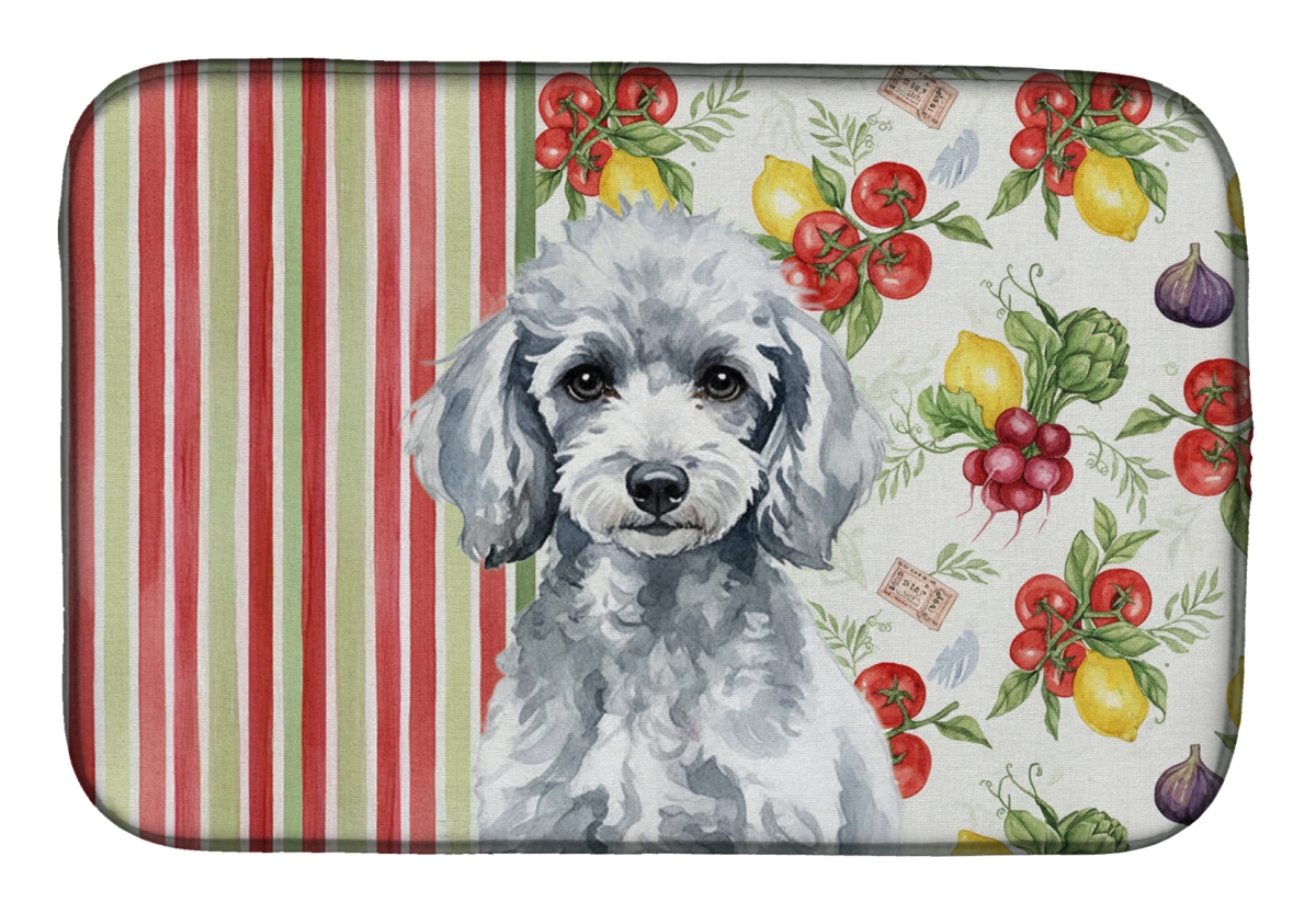 Picture of Carolines Treasures WDK8367DDM 21 x 14 in. Miniature Silver Poodle Vegetables Dish Drying Mat