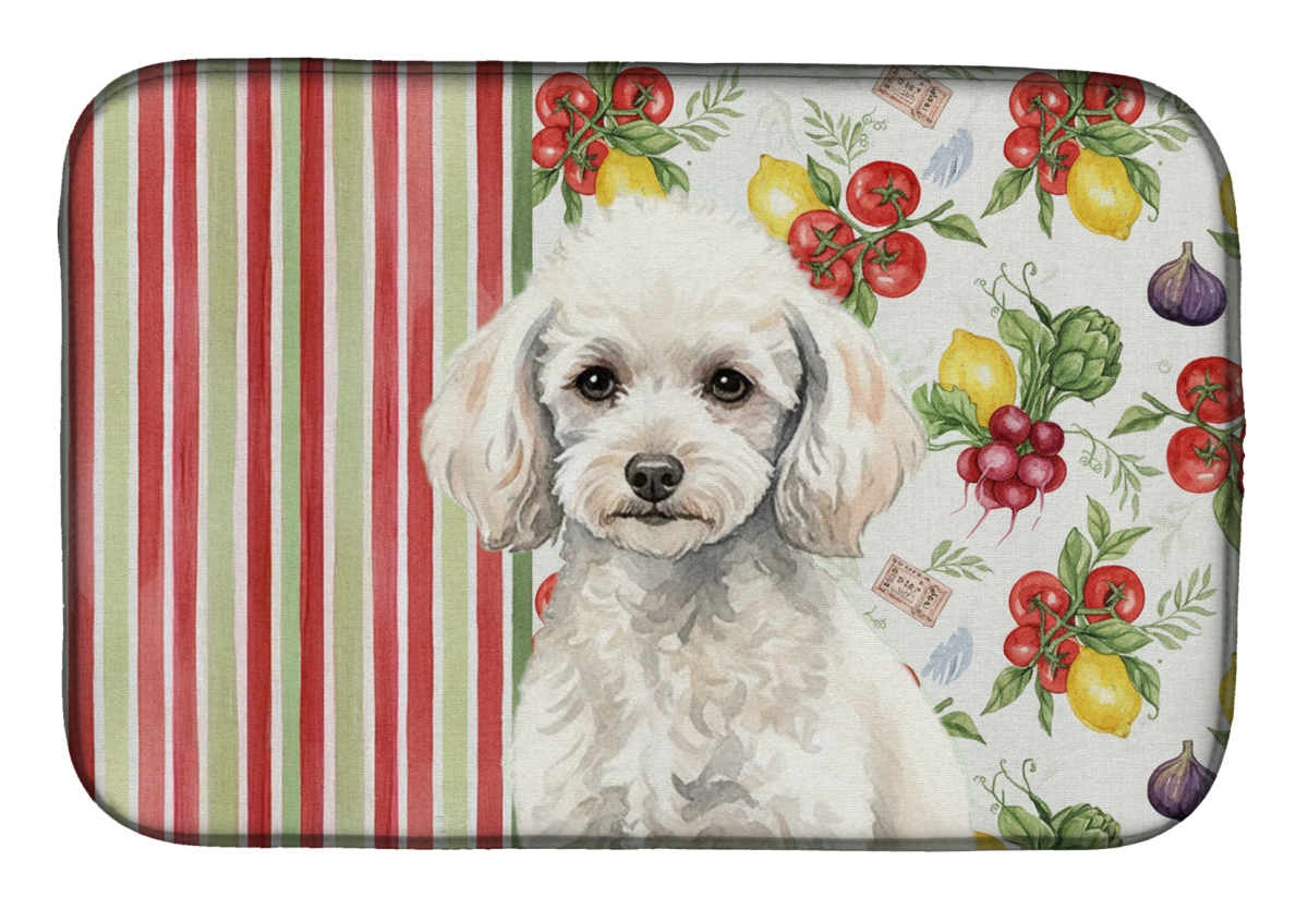 Picture of Carolines Treasures WDK8368DDM 21 x 14 in. Miniature White Poodle Vegetables Dish Drying Mat