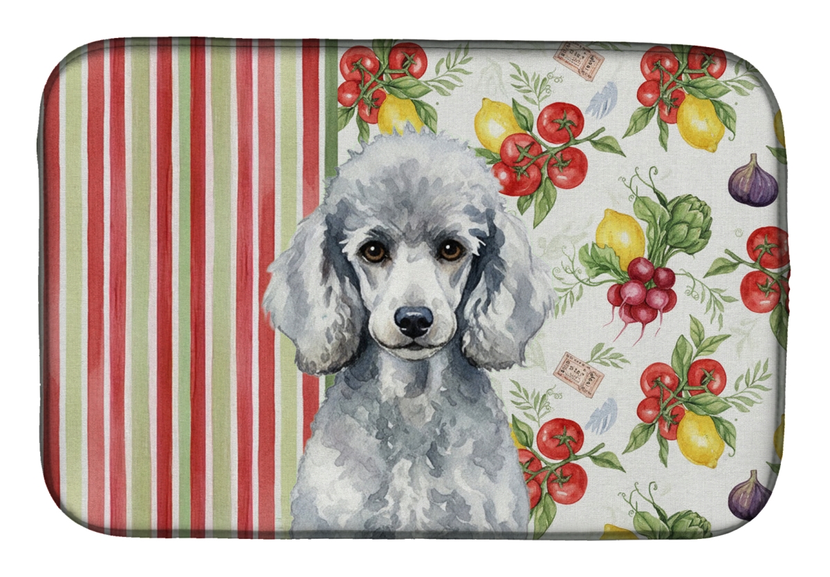 Picture of Carolines Treasures WDK8370DDM 21 x 14 in. Standard Silver Poodle Vegetables Dish Drying Mat
