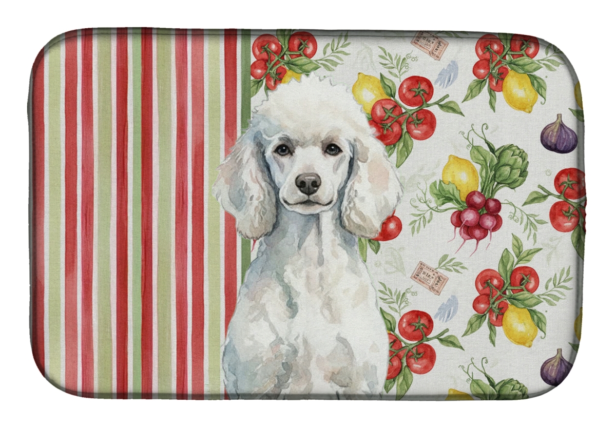 Picture of Carolines Treasures WDK8371DDM 21 x 14 in. Standard White Poodle Vegetables Dish Drying Mat