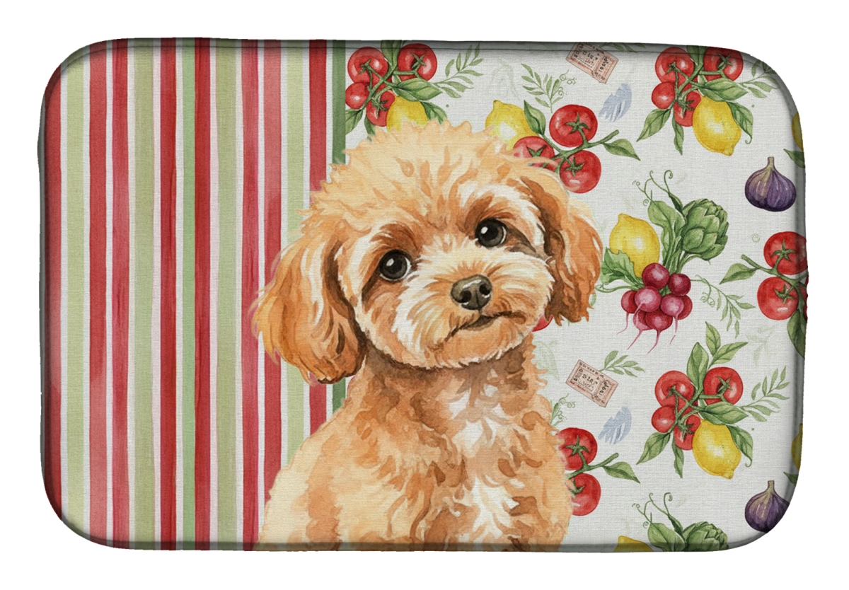 Picture of Carolines Treasures WDK8372DDM 21 x 14 in. Toy Apricot Poodle Vegetables Dish Drying Mat