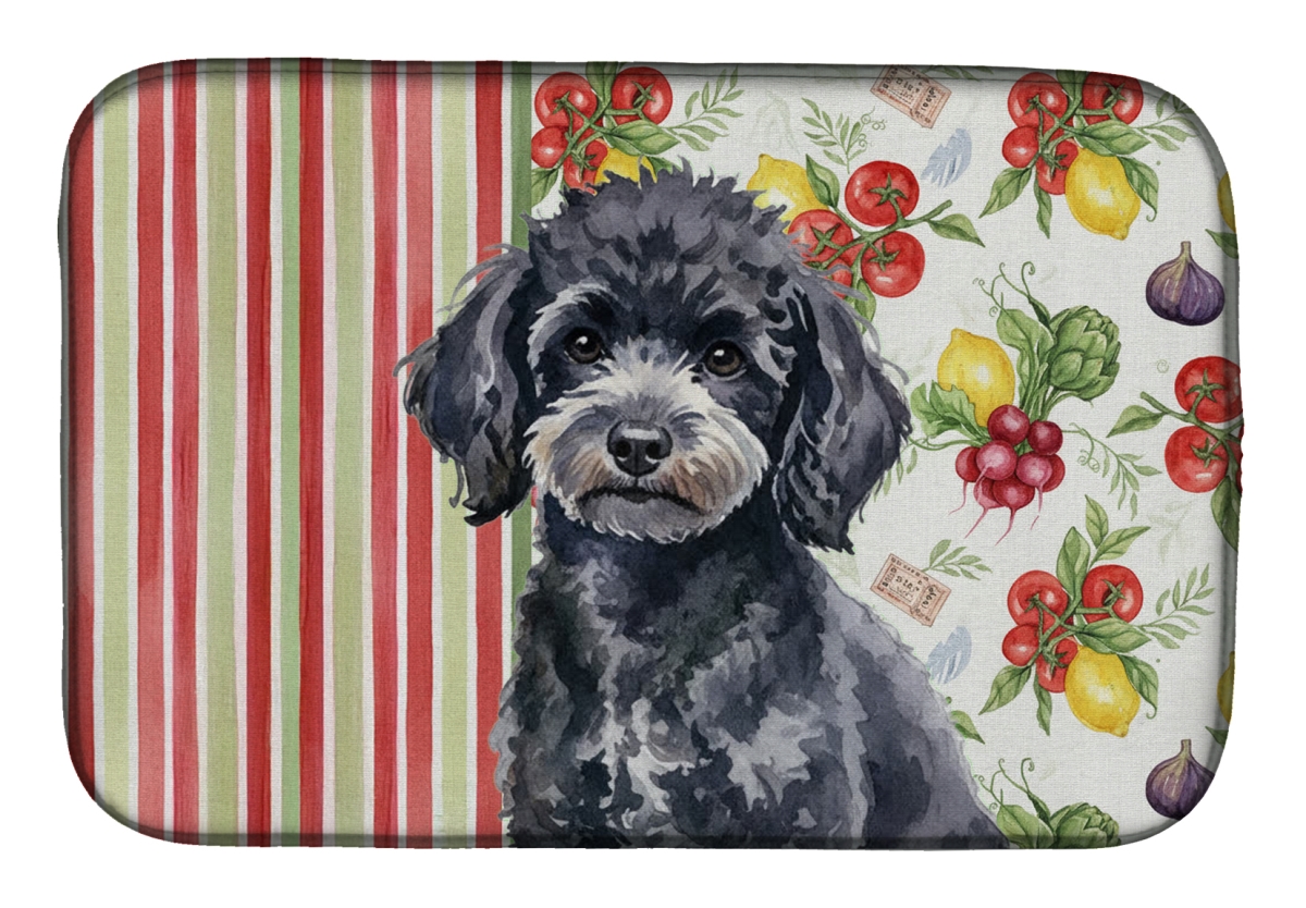 Picture of Carolines Treasures WDK8373DDM 21 x 14 in. Toy Black Poodle Vegetables Dish Drying Mat