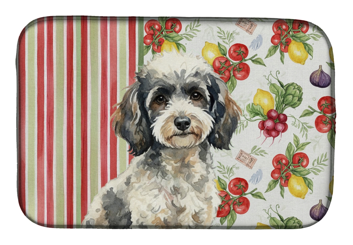 Picture of Carolines Treasures WDK8374DDM 21 x 14 in. Toy Parti Poodle Vegetables Dish Drying Mat