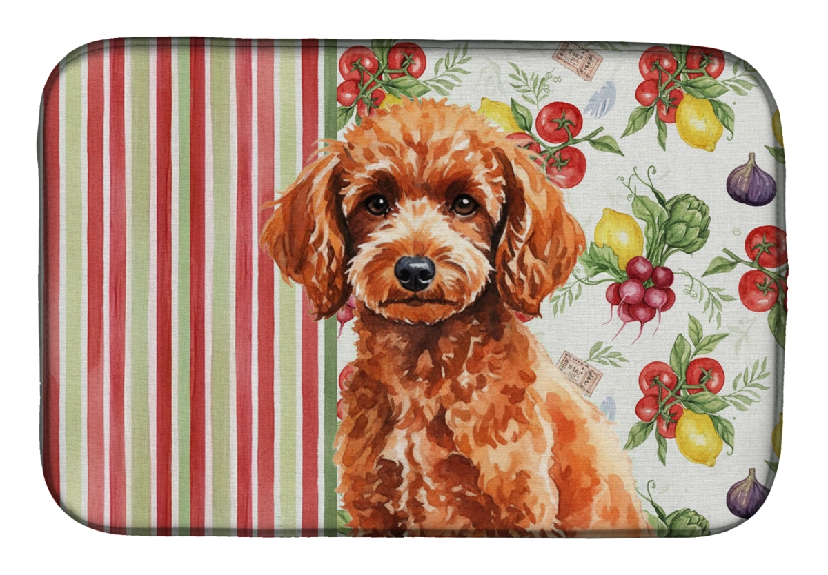 Picture of Carolines Treasures WDK8375DDM 21 x 14 in. Toy Red Poodle Vegetables Dish Drying Mat