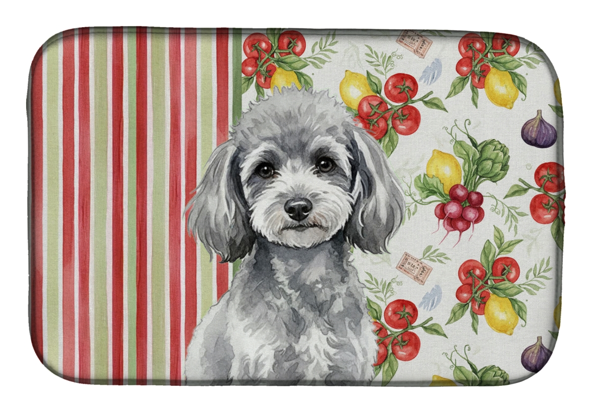 Picture of Carolines Treasures WDK8376DDM 21 x 14 in. Toy Silver Poodle Vegetables Dish Drying Mat
