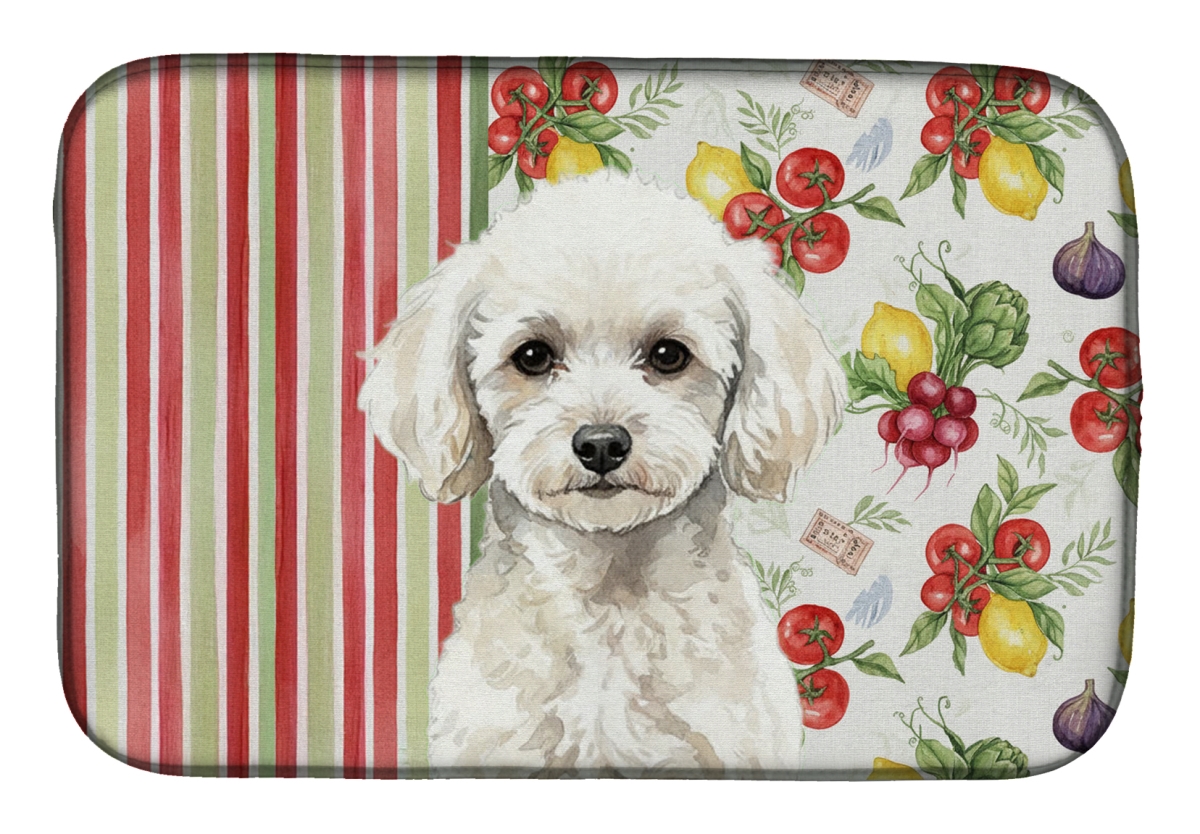 Picture of Carolines Treasures WDK8377DDM 21 x 14 in. Toy White Poodle Vegetables Dish Drying Mat
