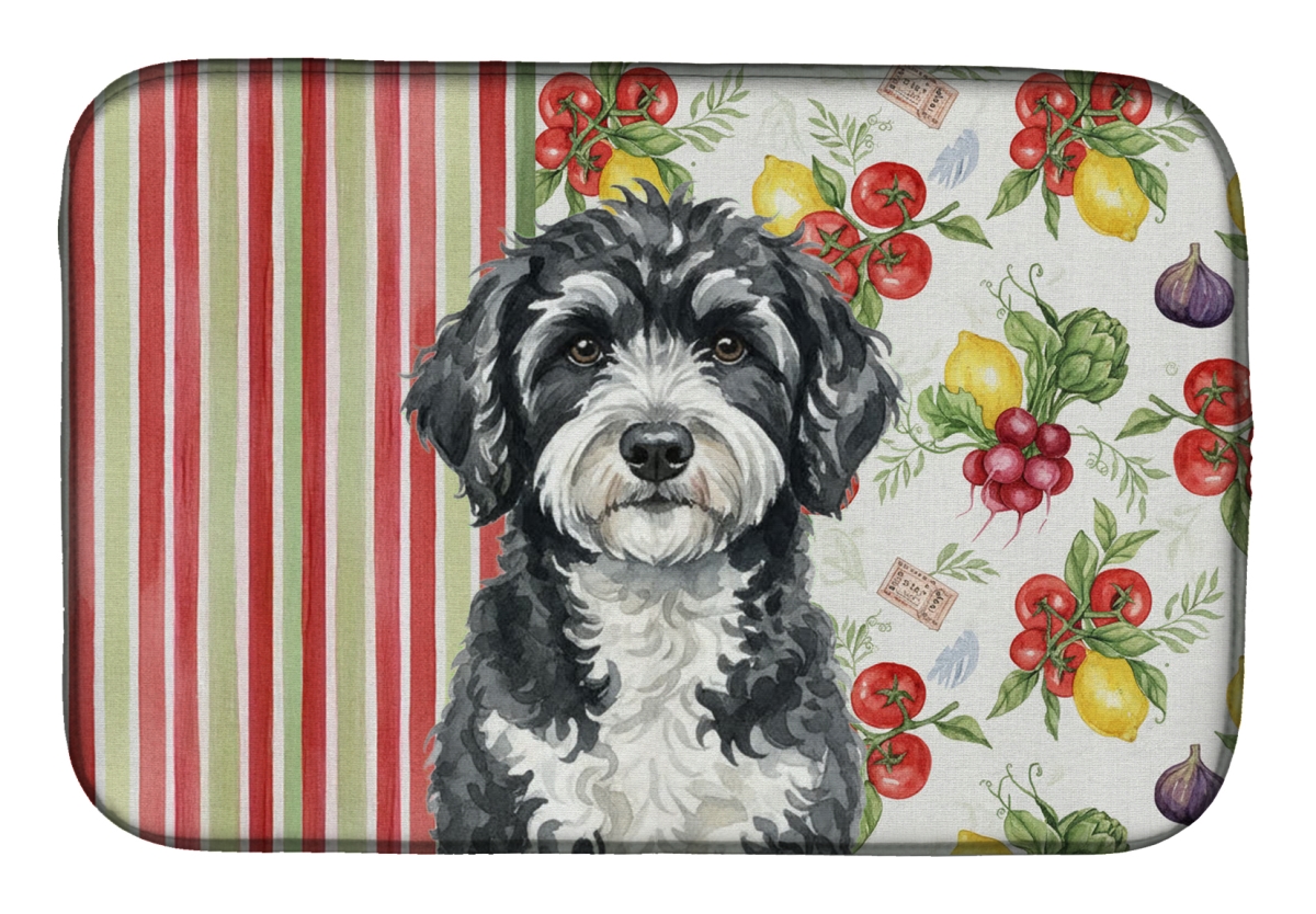 Picture of Carolines Treasures WDK8378DDM 21 x 14 in. Portuguese Water Dog Vegetables Dish Drying Mat