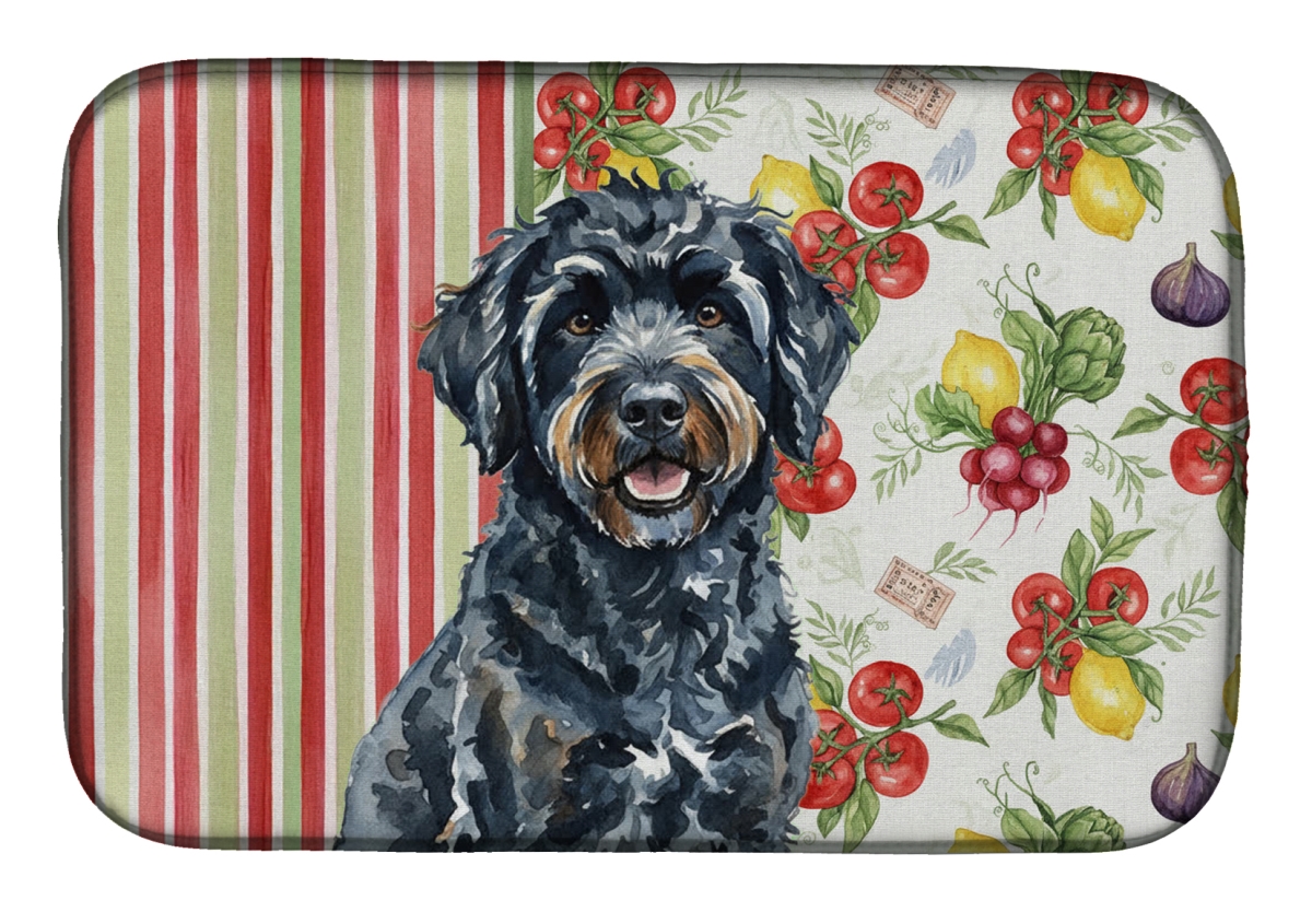 Picture of Carolines Treasures WDK8379DDM 21 x 14 in. Black Portuguese Water Dog Vegetables Dish Drying Mat