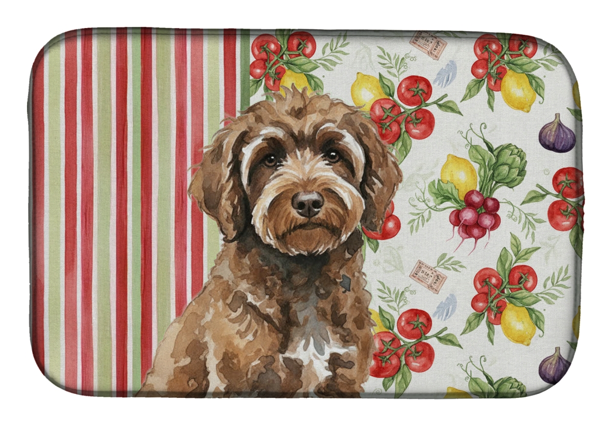 Picture of Carolines Treasures WDK8380DDM 21 x 14 in. Brown Portuguese Water Dog Vegetables Dish Drying Mat