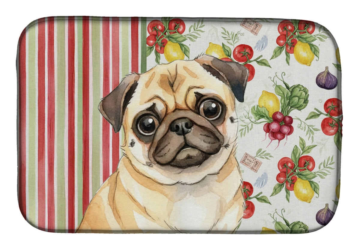 Picture of Carolines Treasures WDK8382DDM 21 x 14 in. Fawn Pug Vegetables Dish Drying Mat