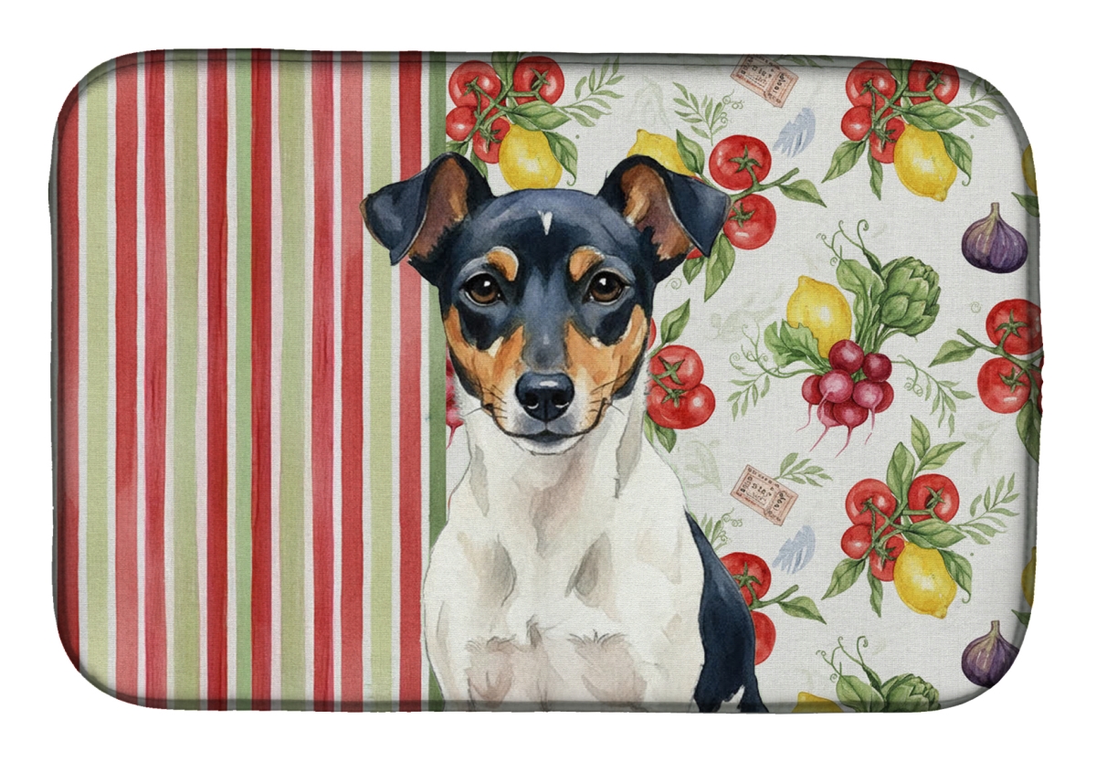 Picture of Carolines Treasures WDK8385DDM 21 x 14 in. Tricolor Rat Terrier Vegetables Dish Drying Mat
