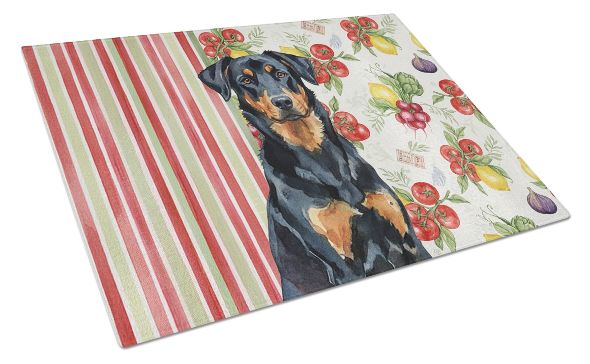 Picture of Carolines Treasures WDK8106LCB 11.25 x 15.25 in. Beauceron Vegetables Glass Cutting Board