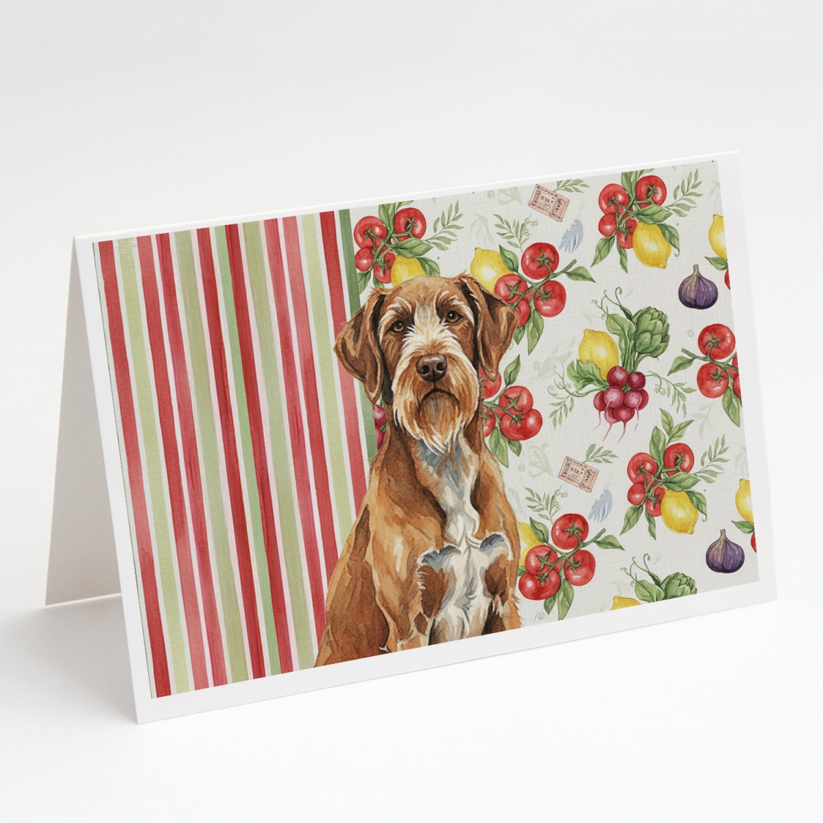 WDK8458GCA7P 5 x 7 in. Wirehaired Pointing Griffon Vegetables Greeting Cards, Pack of 8