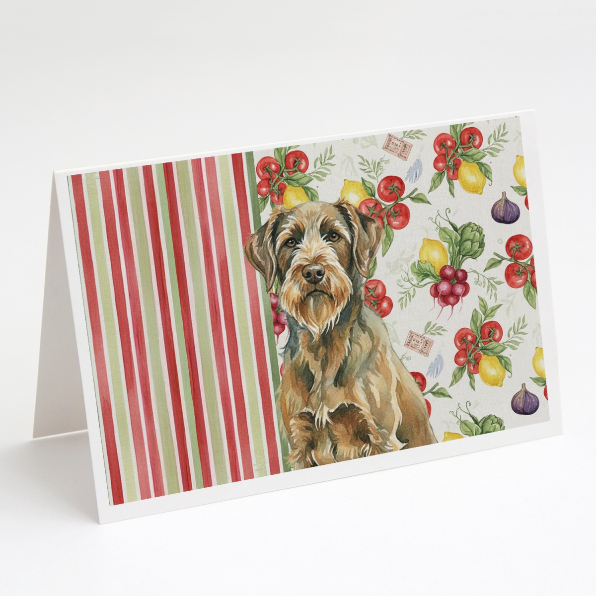 WDK8459GCA7P 5 x 7 in. Chestnut Wirehaired Pointing Griffon Vegetables Greeting Cards, Pack of 8