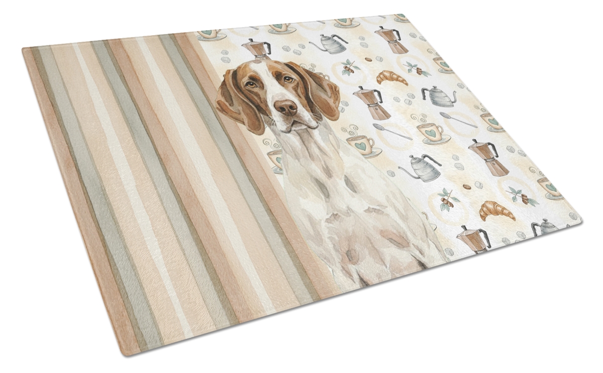 WDK7555LCB 11.25 x 15.25 in. Liver & White Pointer Coffee Bar Glass Cutting Board
