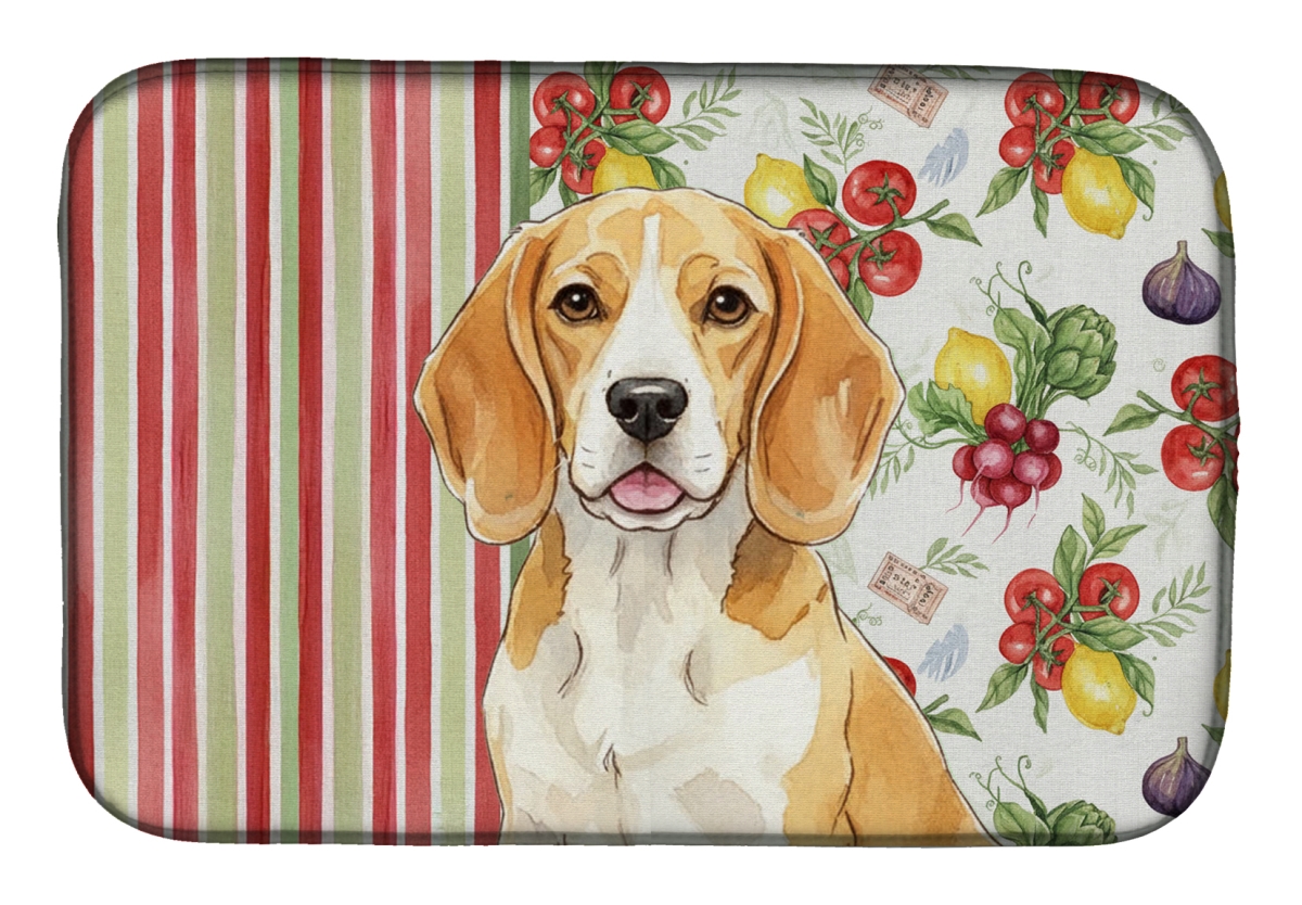 Picture of Carolines Treasures WDK8100DDM 21 x 14 in. Lemon & White Beagle Vegetables Dish Drying Mat