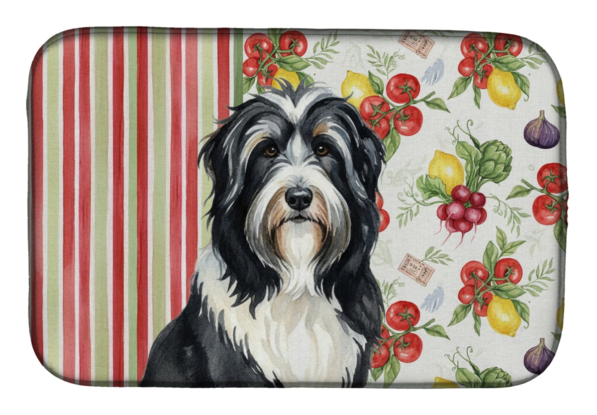 Picture of Carolines Treasures WDK8101DDM 21 x 14 in. Black Bearded Collie Vegetables Dish Drying Mat