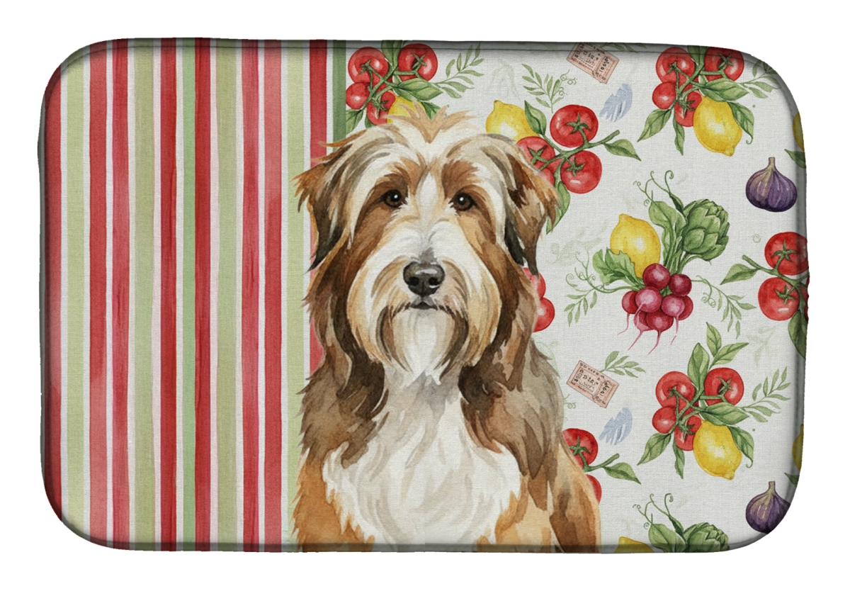 Picture of Carolines Treasures WDK8102DDM 21 x 14 in. Brown Bearded Collie Vegetables Dish Drying Mat