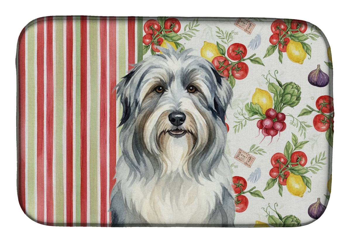 Picture of Carolines Treasures WDK8103DDM 21 x 14 in. Bearded Collie Vegetables Dish Drying Mat