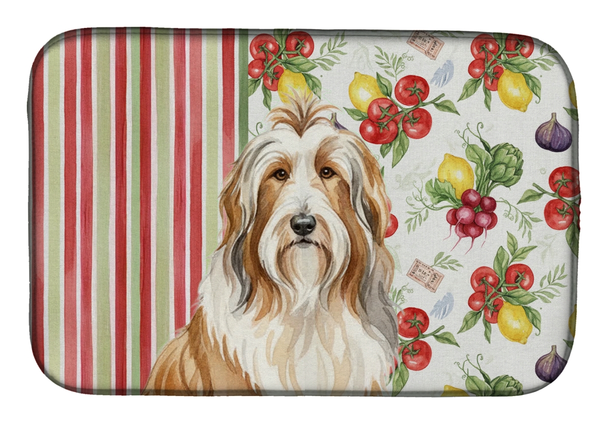 Picture of Carolines Treasures WDK8104DDM 21 x 14 in. Fawn Bearded Collie Vegetables Dish Drying Mat