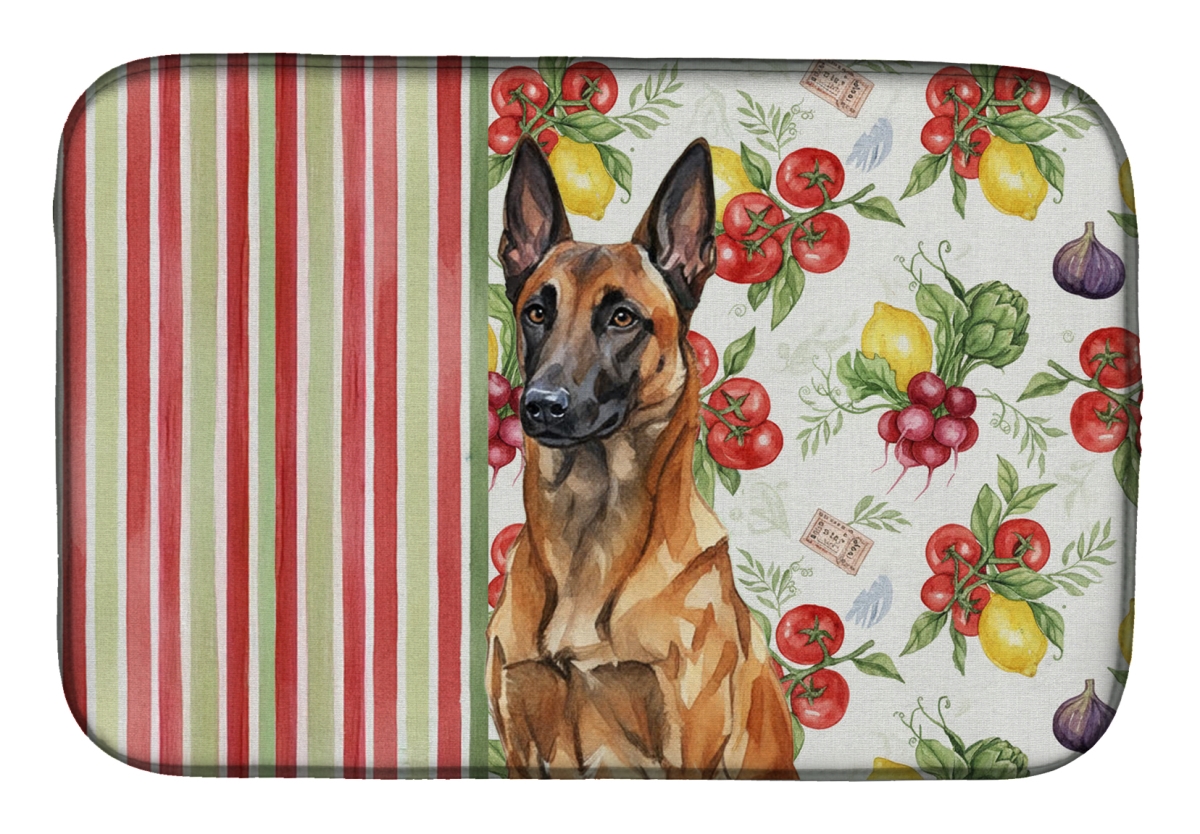 Picture of Carolines Treasures WDK8109DDM 21 x 14 in. Mahogany Belgian Malinois Vegetables Dish Drying Mat