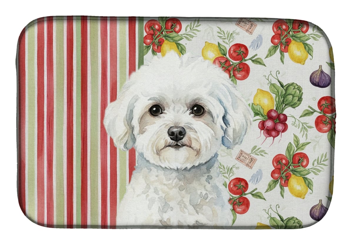 Picture of Carolines Treasures WDK8114DDM 21 x 14 in. Bichon Frise Vegetables Dish Drying Mat
