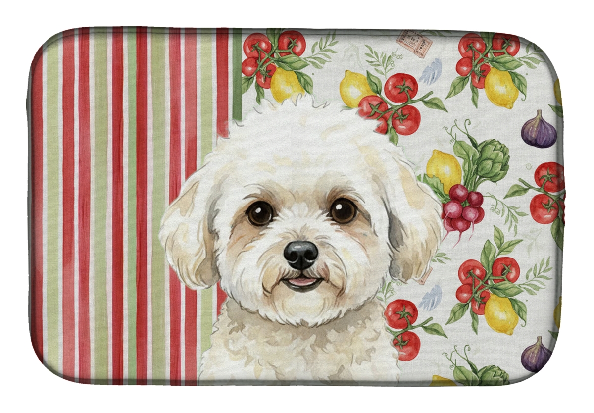 Picture of Carolines Treasures WDK8115DDM 21 x 14 in. White & Cream Bichon Frise Vegetables Dish Drying Mat
