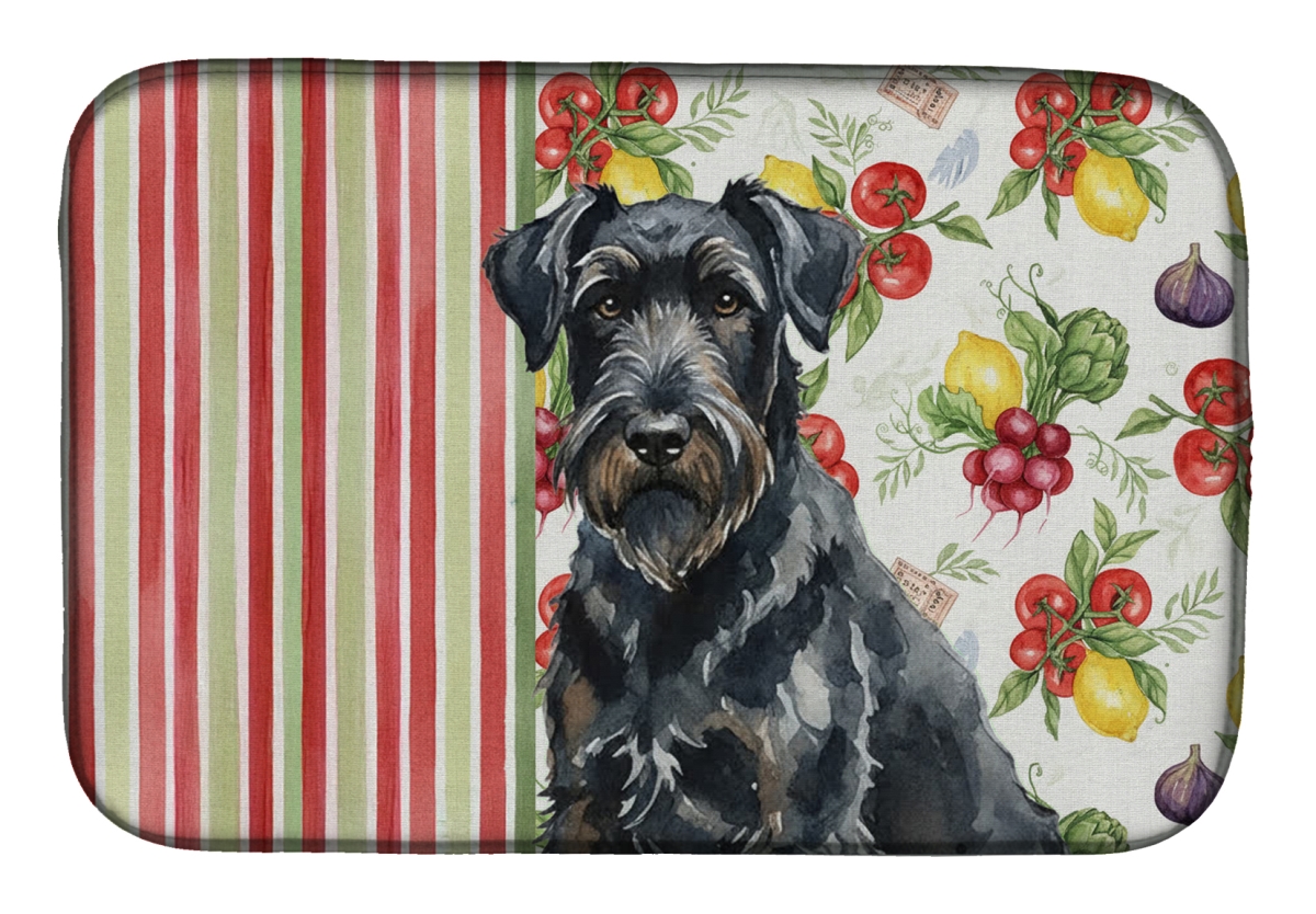 Picture of Carolines Treasures WDK8116DDM 21 x 14 in. Black Russian Terrier Vegetables Dish Drying Mat
