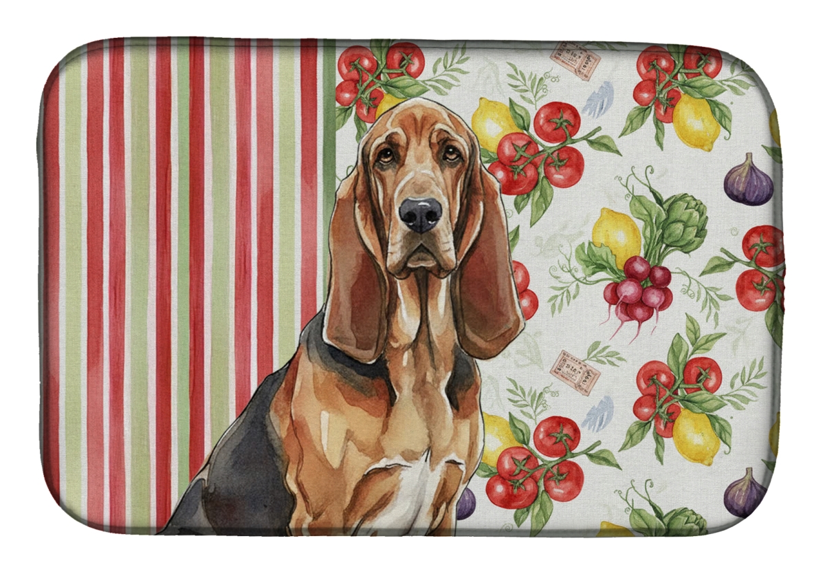 Picture of Carolines Treasures WDK8118DDM 21 x 14 in. Liver & Tan Bloodhound Vegetables Dish Drying Mat