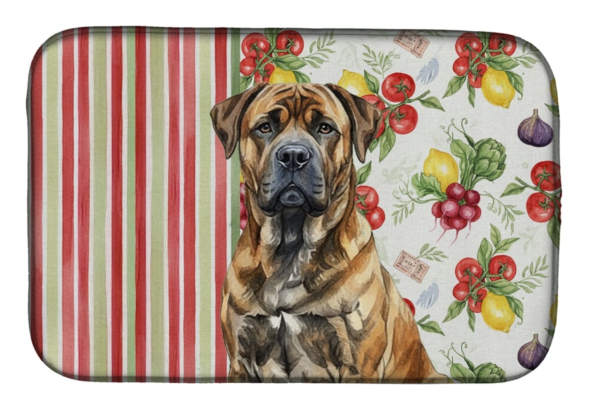 Picture of Carolines Treasures WDK8120DDM 21 x 14 in. Brindle Boerboel Vegetables Dish Drying Mat
