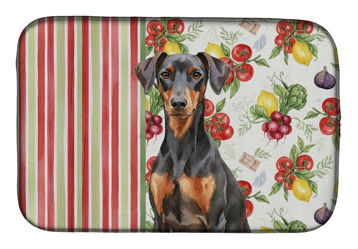 Picture of Carolines Treasures WDK8242DDM 21 x 14 in. German Pinscher Vegetables Dish Drying Mat
