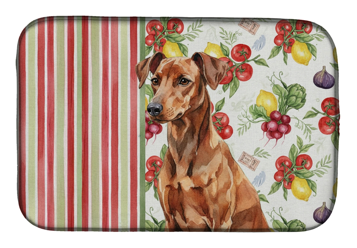 Picture of Carolines Treasures WDK8243DDM 21 x 14 in. Red German Pinscher Vegetables Dish Drying Mat