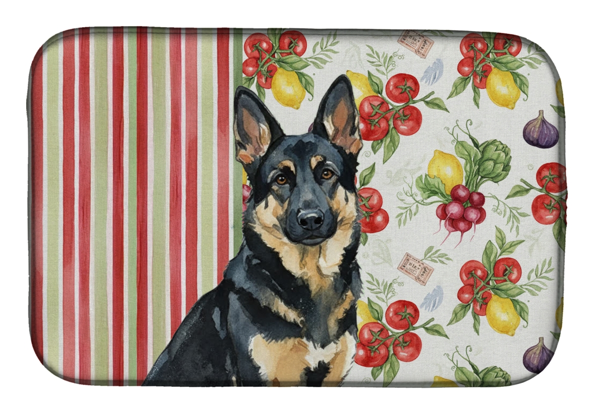 Picture of Carolines Treasures WDK8244DDM 21 x 14 in. Black & Tan German Shepherd Vegetables Dish Drying Mat