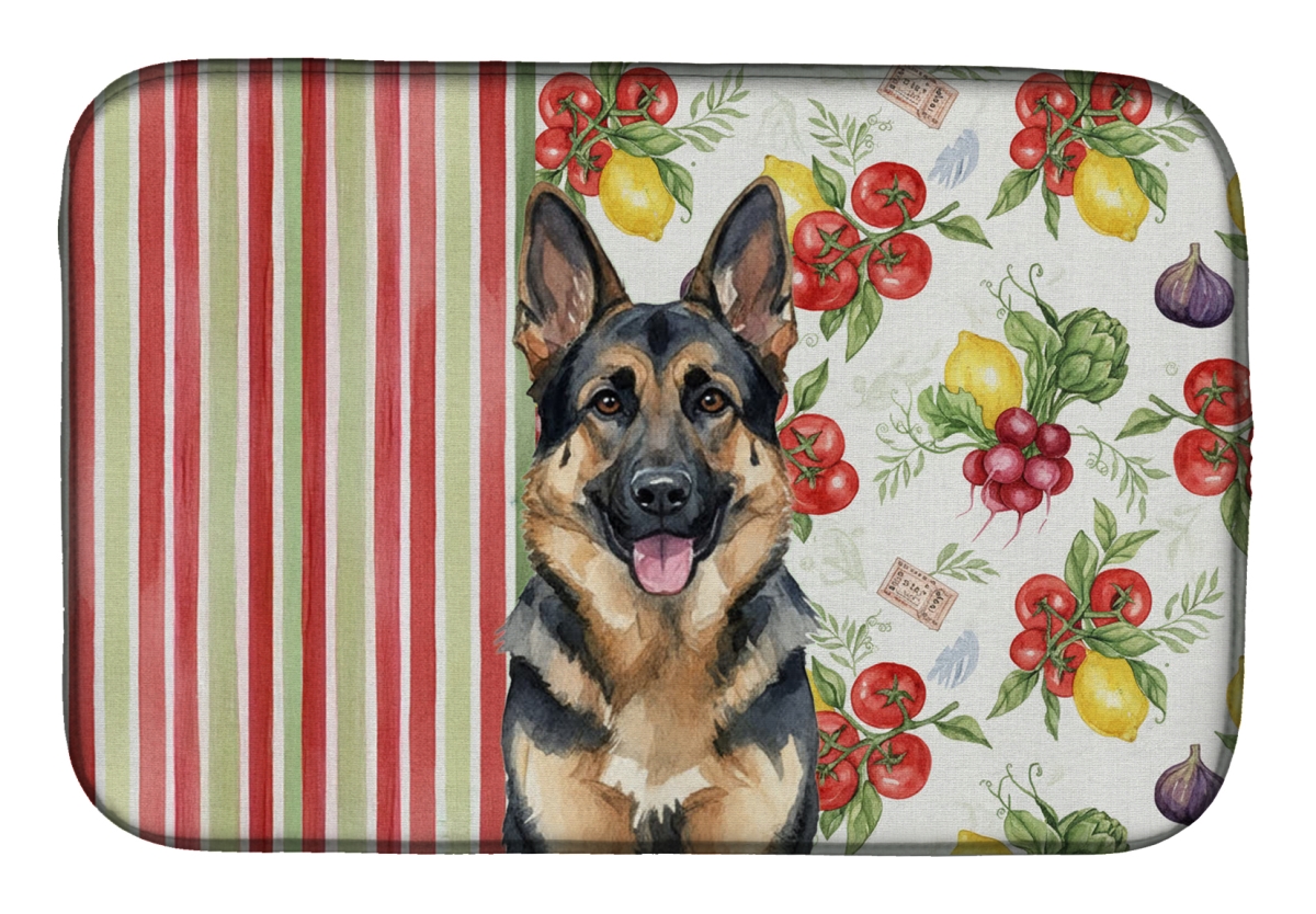 Picture of Carolines Treasures WDK8246DDM 21 x 14 in. German Shepherd Vegetables Dish Drying Mat