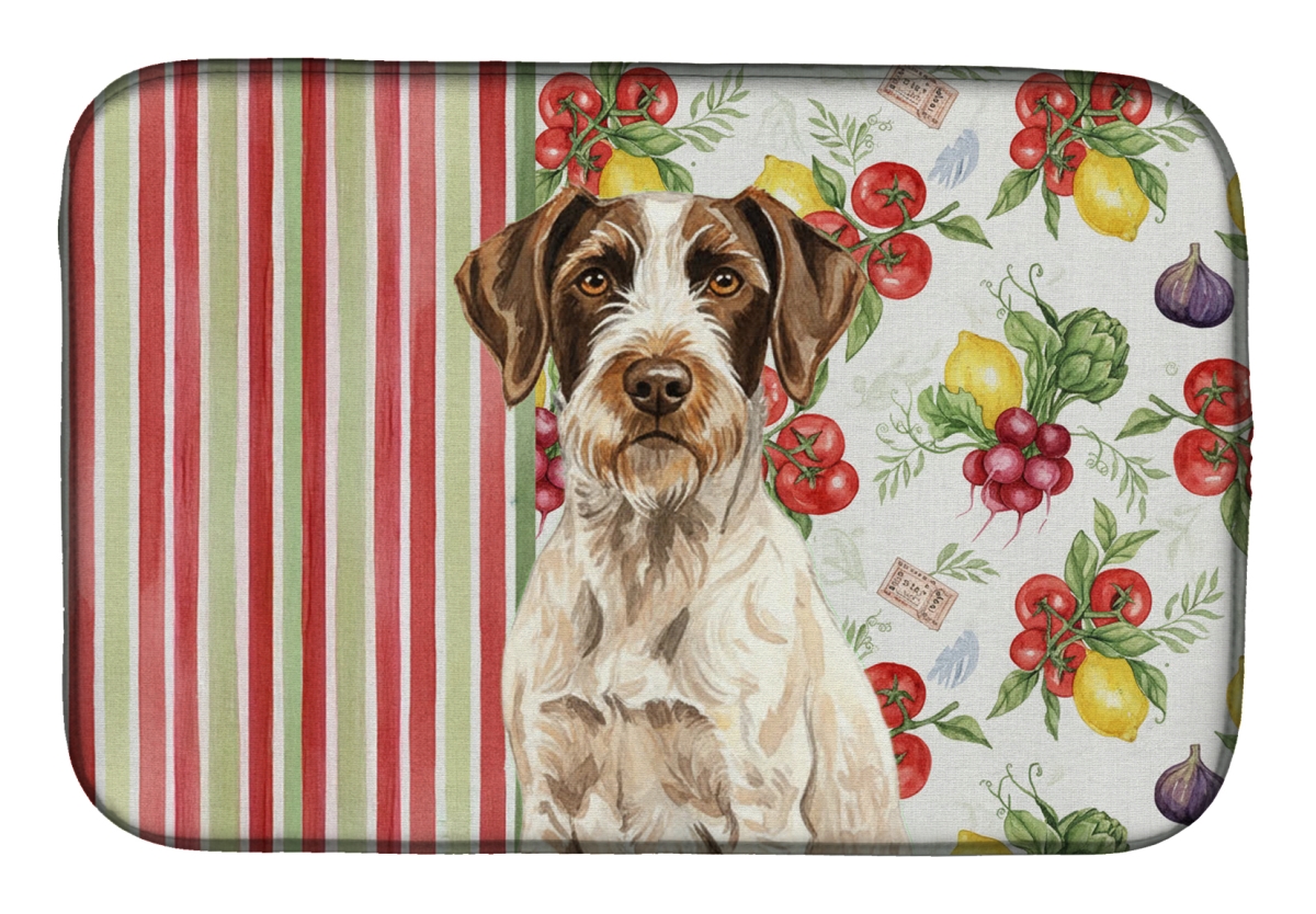 Picture of Carolines Treasures WDK8249DDM 21 x 14 in. Liver & White German Wirehaired Pointer Vegetables Dish Drying Mat