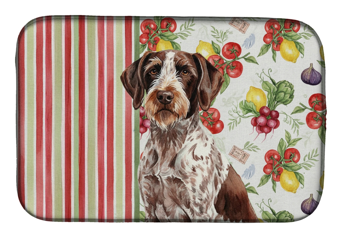Picture of Carolines Treasures WDK8250DDM 21 x 14 in. Roan German Wirehaired Pointer Vegetables Dish Drying Mat