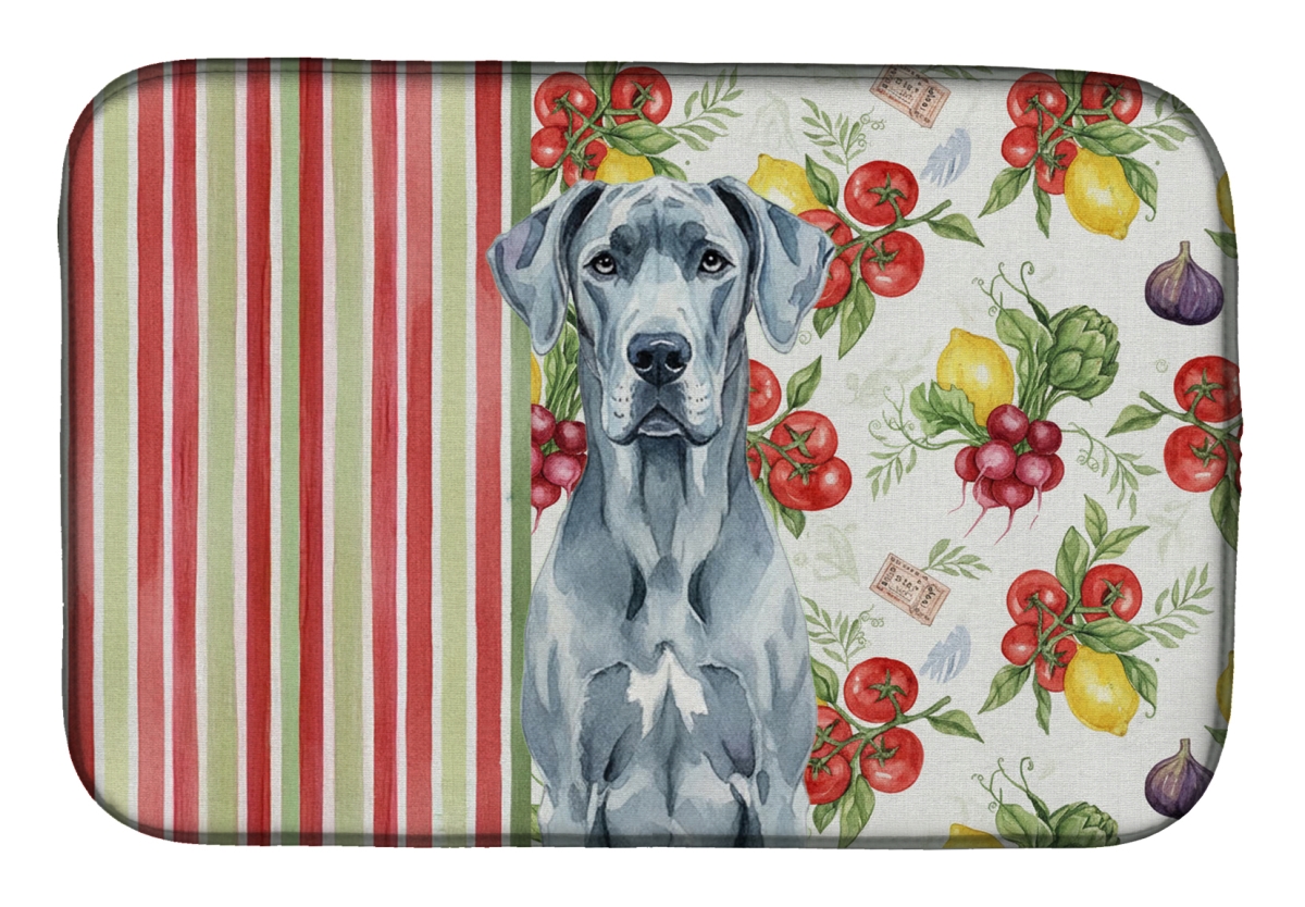 Picture of Carolines Treasures WDK8254DDM 21 x 14 in. Blue Great Dane Vegetables Dish Drying Mat