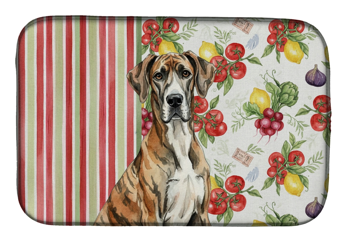 Picture of Carolines Treasures WDK8255DDM 21 x 14 in. Brindle Great Dane Vegetables Dish Drying Mat