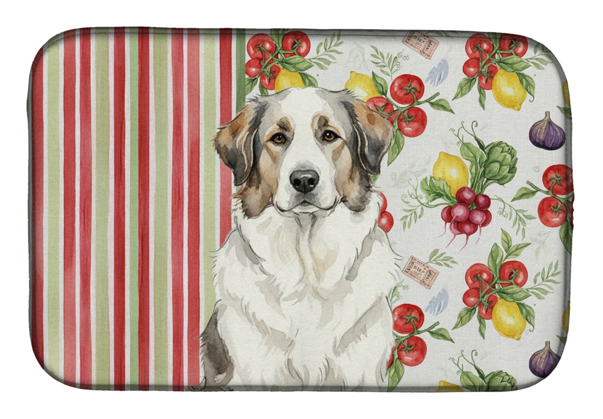 Picture of Carolines Treasures WDK8256DDM 21 x 14 in. decalr Great Pyrenees Vegetables Dish Drying Mat