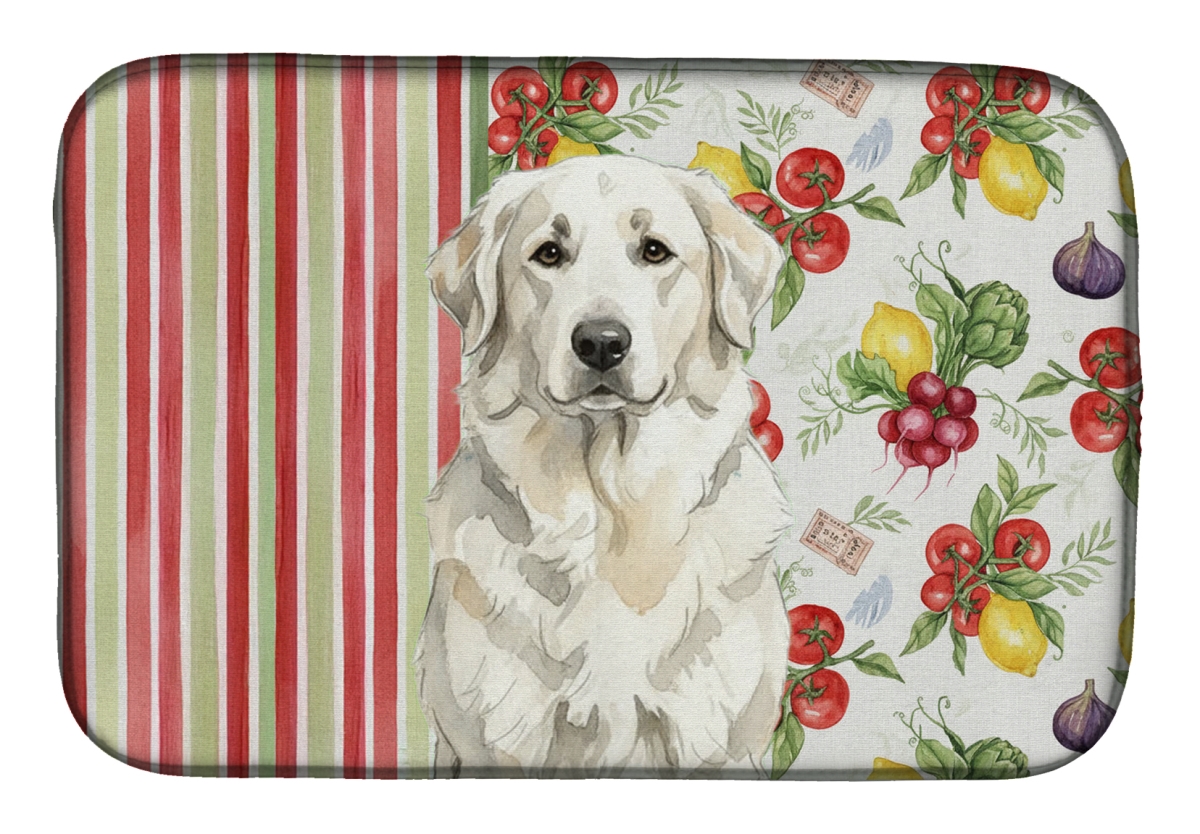 Picture of Carolines Treasures WDK8258DDM 21 x 14 in. White Great Pyrenees Vegetables Dish Drying Mat