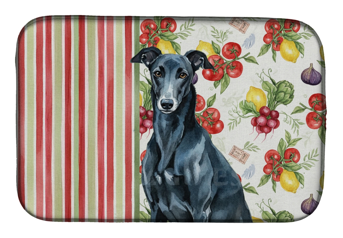 Picture of Carolines Treasures WDK8261DDM 21 x 14 in. Black Greyhound Vegetables Dish Drying Mat